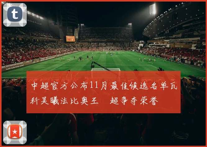 中超官方公布11月最佳候选名单瓦科吴曦法比奥王燊超争夺荣誉